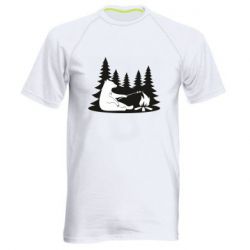 Мужская футболка для спорта Bear on picnic - PrintSalon