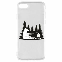 Чехол для iPhone 7 Bear on picnic - PrintSalon