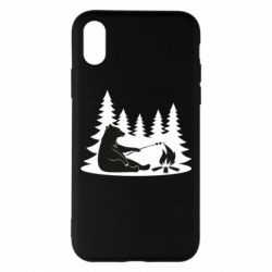 Чехол для iPhone X/Xs Bear on picnic - PrintSalon