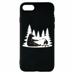 Чехол для iPhone 8 Bear on picnic - PrintSalon