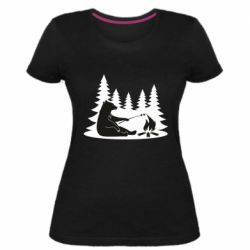 Женская премиум футболка Bear on picnic - PrintSalon