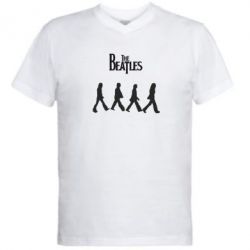 Мужская футболка  с V-образным вырезом Beatles Group - PrintSalon
