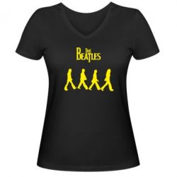 Женская футболка с V-образным вырезом Beatles Group - PrintSalon