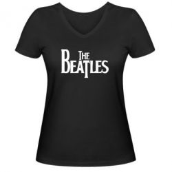 Женская футболка с V-образным вырезом Beatles - PrintSalon