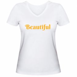 Женская футболка с V-образным вырезом Beautiful - PrintSalon