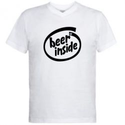 Мужская футболка  с V-образным вырезом Beer Inside - PrintSalon