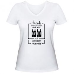 Женская футболка с V-образным вырезом Beer - PrintSalon