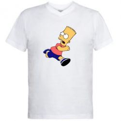 Мужская футболка  с V-образным вырезом Беги, Барт, беги! - PrintSalon
