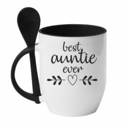 Чашка с ложкой Best auntie ever - PrintSalon