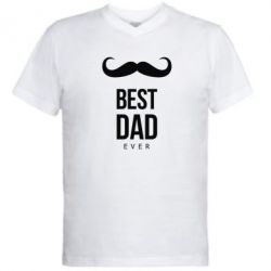 Мужская футболка  с V-образным вырезом Best Dad Ever - PrintSalon