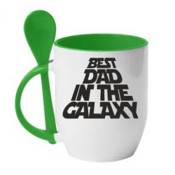 Чашка с ложкой Best dad in the galaxy - PrintSalon