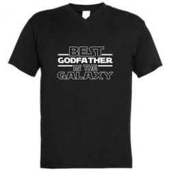 Мужская футболка  с V-образным вырезом Best godfather in the galaxy - PrintSalon