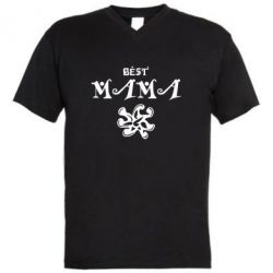 Мужская футболка  с V-образным вырезом Best Mama-PrintSalon Мужская футболка  с V-образным вырезом Best Mama