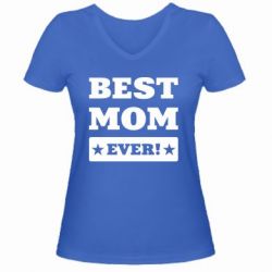 Женская футболка с V-образным вырезом Best mom - PrintSalon