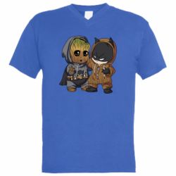 Мужская футболка  с V-образным вырезом Бэтмен и грут - PrintSalon