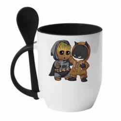 Чашка с ложкой Бэтмен и грут - PrintSalon