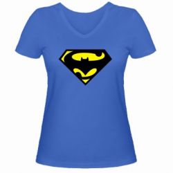 Женская футболка с V-образным вырезом БэтСупермен - PrintSalon