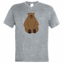 Мужская футболка  с V-образным вырезом Big bellied bear - PrintSalon