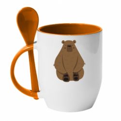 Чашка с ложкой Big bellied bear - PrintSalon
