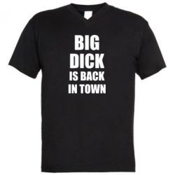 Мужская футболка  с V-образным вырезом Big dick is back in town - PrintSalon