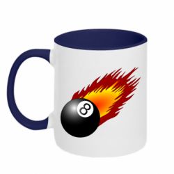 Чашка двухцветная 320ml Бильярдный шар в огне - PrintSalon