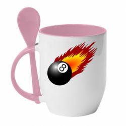 Чашка с ложкой Бильярдный шар в огне