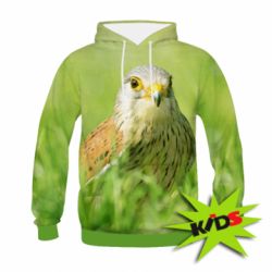 Дитяче 3D худі Bird and green field - PrintSalon