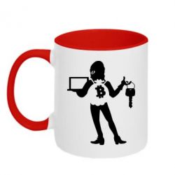 Чашка двухцветная 320ml Bitcoin and money - PrintSalon