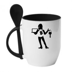 Чашка с ложкой Bitcoin and money - PrintSalon