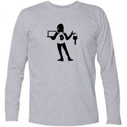 Футболка с длинным рукавом Bitcoin and money - PrintSalon