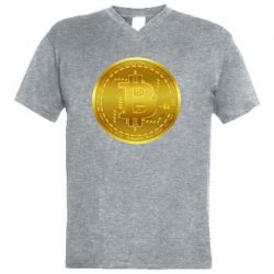 Мужская футболка  с V-образным вырезом Bitcoin coin - PrintSalon