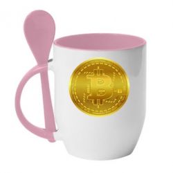 Чашка с ложкой Bitcoin coin - PrintSalon