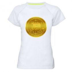 Женская футболка для спорта Bitcoin coin - PrintSalon