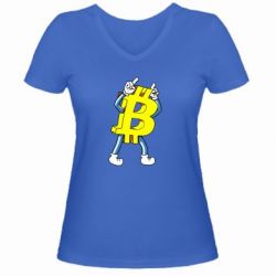 Женская футболка с V-образным вырезом Bitcoin contrast - PrintSalon