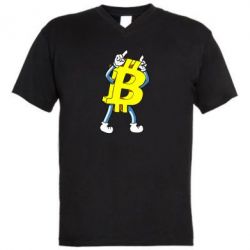 Мужская футболка  с V-образным вырезом Bitcoin contrast - PrintSalon