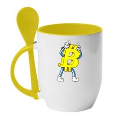Чашка с ложкой Bitcoin contrast - PrintSalon