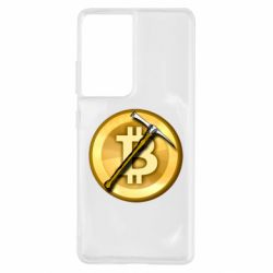 Чехол для Samsung S21 Ultra Bitcoin Hammer-PrintSalon Чехол для Samsung S21 Ultra Bitcoin Hammer
