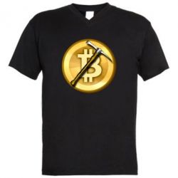 Мужская футболка  с V-образным вырезом Bitcoin Hammer - PrintSalon
