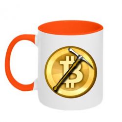 Чашка двухцветная 320ml Bitcoin Hammer - PrintSalon