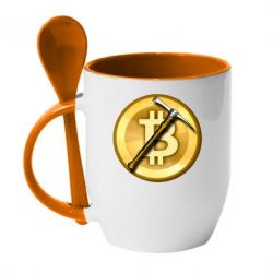 Чашка с ложкой Bitcoin Hammer - PrintSalon