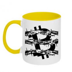 Чашка двухцветная 320ml Bitcoin in barbed wire - PrintSalon