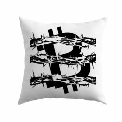 Подушка Bitcoin in barbed wire - PrintSalon