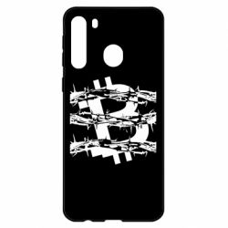 Чехол для Samsung A21 Bitcoin in barbed wire-PrintSalon Чехол для Samsung A21 Bitcoin in barbed wire
