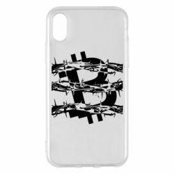 Чехол для iPhone X/Xs Bitcoin in barbed wire - PrintSalon