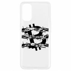 Чехол для Oppo Reno 4 Bitcoin in barbed wire - PrintSalon