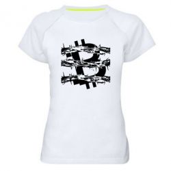 Женская футболка для спорта Bitcoin in barbed wire - PrintSalon