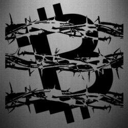 Наклейка Bitcoin in barbed wire - PrintSalon