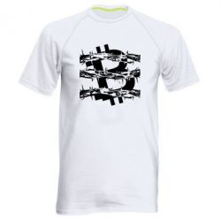 Мужская футболка для спорта Bitcoin in barbed wire - PrintSalon