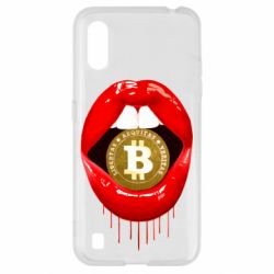 Чехол для Samsung A01/M01 Bitcoin in the teeth-PrintSalon Чехол для Samsung A01/M01 Bitcoin in the teeth