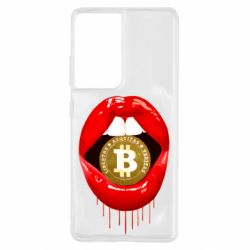 Чехол для Samsung S21 Ultra Bitcoin in the teeth-PrintSalon Чехол для Samsung S21 Ultra Bitcoin in the teeth